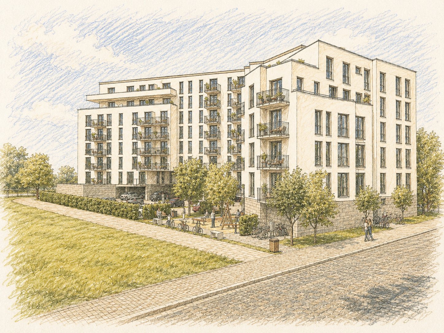 Neubau Mehrfamilienhaus, Berlin-Marienfelde – Zeichnung